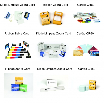 Ribbon / Cartão CR80 / Kit Limpeza / Zebra Card